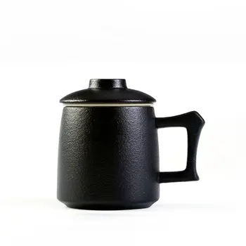 

Office Water Mug Cup with Cover Black Mug Vintage Tea Cup Retro Style Ceramic Cup Coffee Mug with Handle Modern New 2019 GG50mk