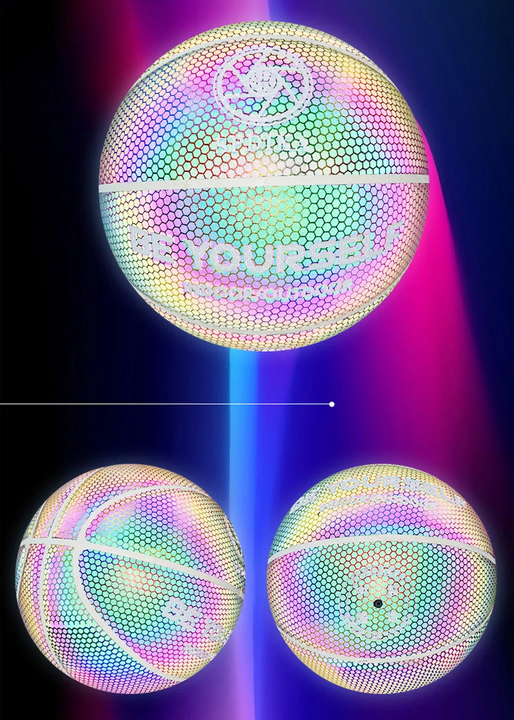 Size 7 Luminous Basketball Battery-Free Glowing Basketball Children Trainning Adults Kids Sports toy Child Early Training Game#D