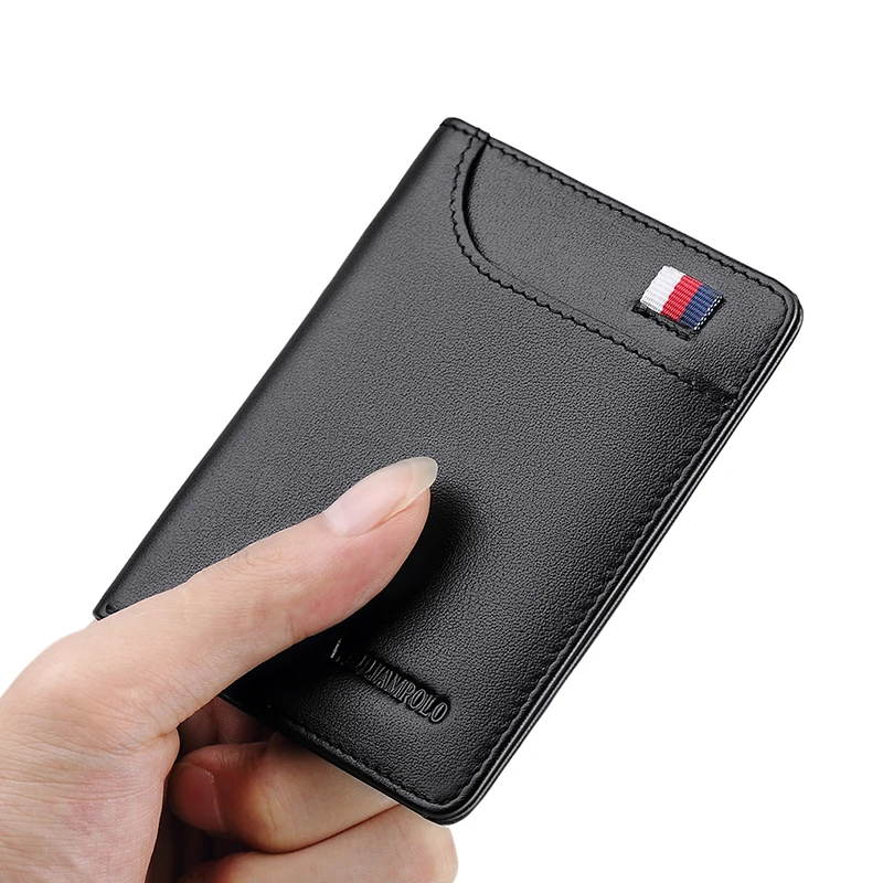 WILLIAMPOLO RFID Men's Leather Wallet Slim Male Wallets Credit Card Door Small Purse Resale Bargains Wallet For Fathers Day #296 5