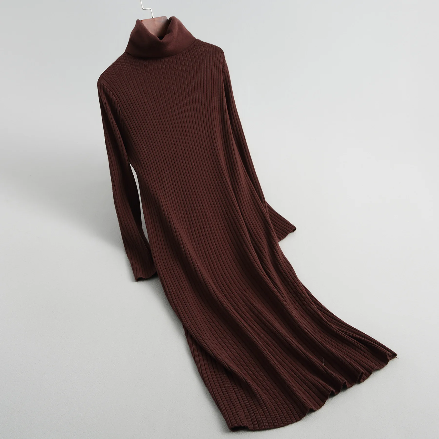 Зимнее платье женские пуловеры платья длинный рукав водолазка теплый длинный вязаный шерстяной свитер вязаный свитер Femme vestidos mujer