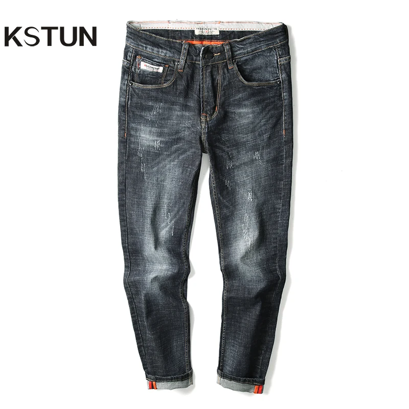 

KSTUN Mens Jeans Brand Black Blue Stretchy 2019 New Fashoin Autumn Male Washed Classic trousers pantalon mezclilla caballero