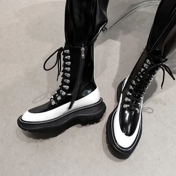 

Women's ankle boots natural leather autumn and winter Side zipper womens designer boots platform shoes cyberstar warm shoes