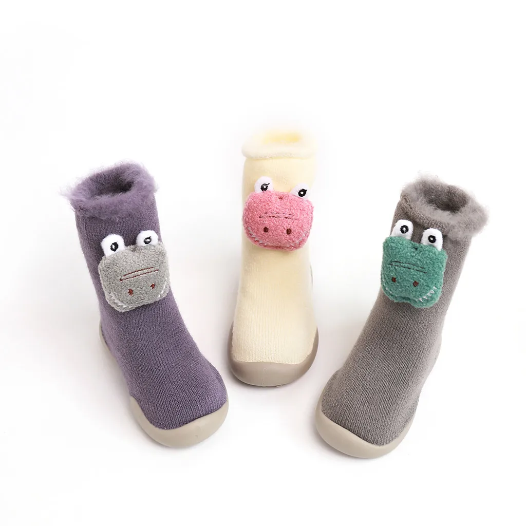 Детские носки для маленьких мальчиков и девочек; сезон осень-зима; вязаные носки с мягкой резиновой подошвой; тапочки; Skarpetki Recien Nacido