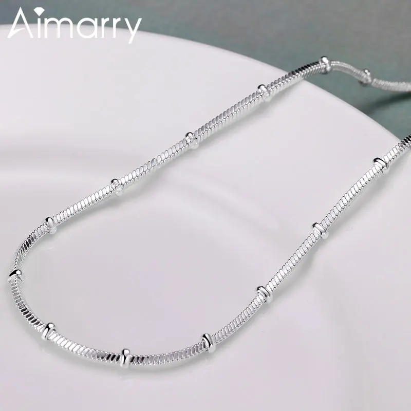 Aimarry 925 стерлингового серебра 18 дюймов змеевидные цепочки для женщин и мужчин