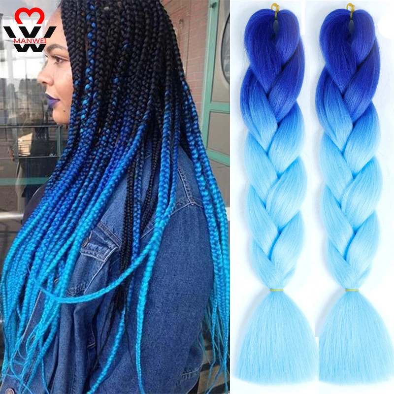 

MANWEI Synthetic hair Braids Ombre Braiding Hair Extension Box Braid Hair Pink Purple Yellow Golden Colors Crochet braids
