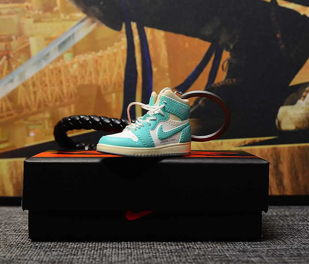 a shoe w rope Дропшиппинг aj1 offwhite Chicago Unc брелок в виде кроссовка Air Jordan 1 3D мини-кроссовки запатентованный спортивный обувной брелок с кроссовком - Цвет: a shoe w rope