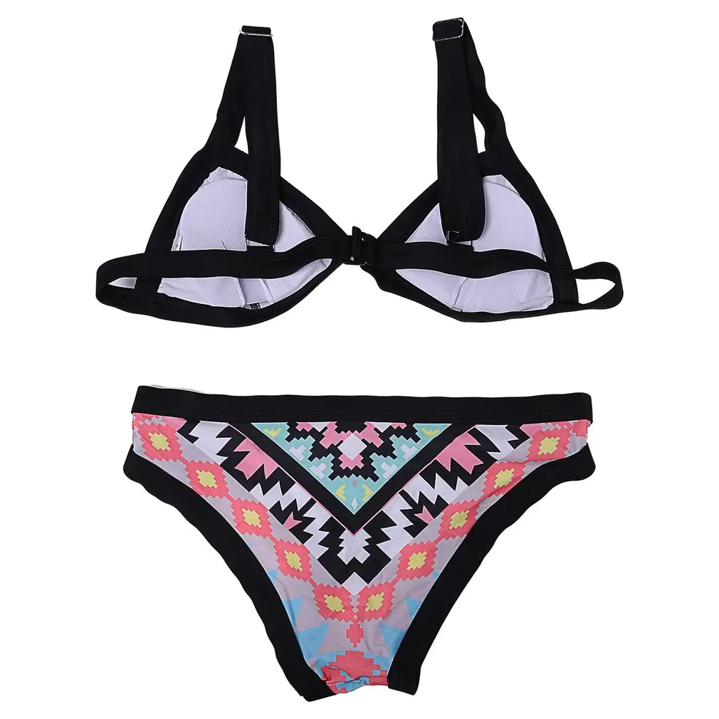 Boho Women Bikini Set New Retro Style Simple Sexy Printing Swimsuit Bikinis Halter Paddeds Swimwear For Summer