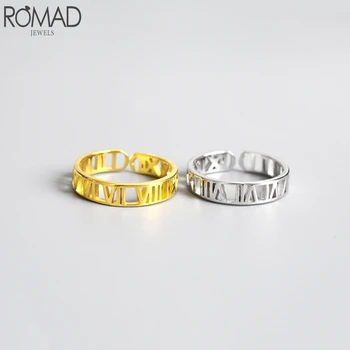 

Romad 925 Sterling Silver Adjustable Finger Rings Lace Tail Rings Roman Numerals For Women Fine Jewelry Wedding Rings anillos W4