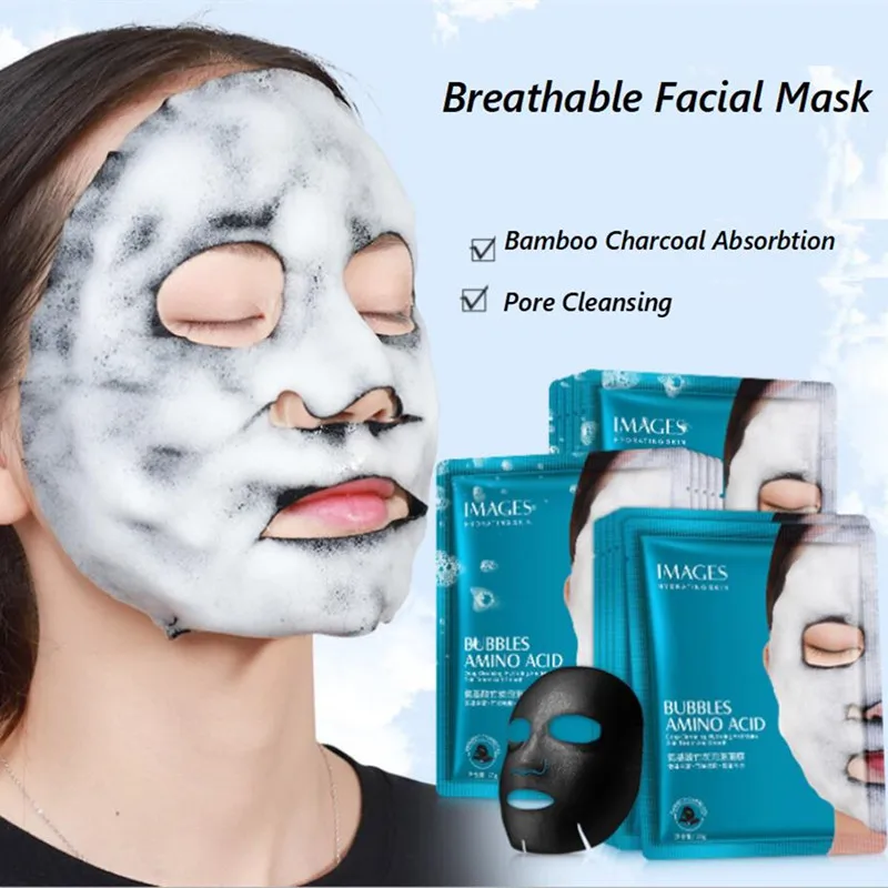 

Hot Sale Face Mask Black Mask For Face Detox Amino Acid Cleaning Moisturizing Whitening Skin Care Bubble Bamboo Charcoal Mask