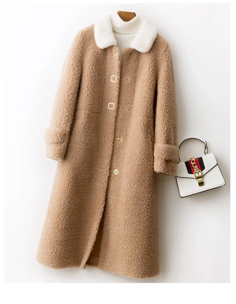 High-end Brand Sheep Shearing Wool Coat Women Jacket Autumn Winter Fashion Slim Warm Women Overcoat Casual Long Wool Coats