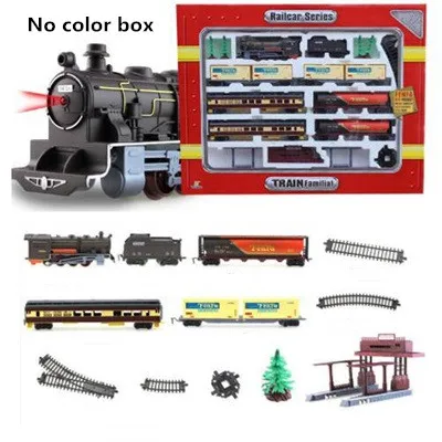 Train inertiel à double tête pour enfants rétro vert en cuir piste Train  électrique lumière et effet sonore modèle jouet cadeau de noël 