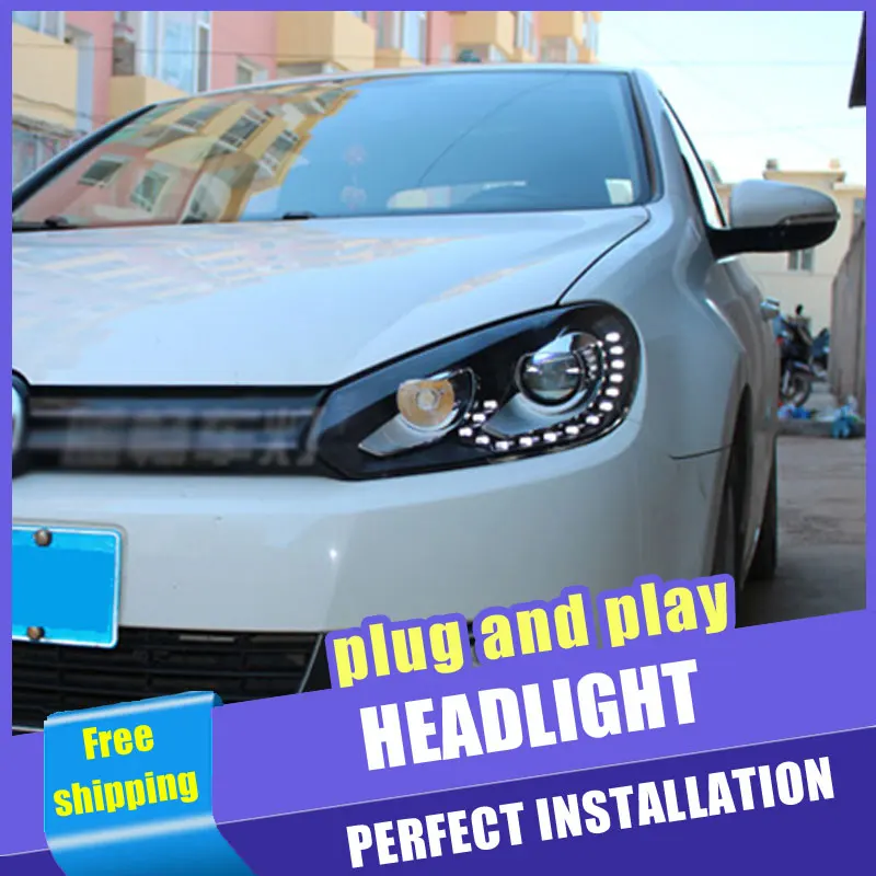 2 шт. автомобильный стиль светодиодный фары для VW golf 6 2009-2013 для golf 6 Головной фонарь светодиодный DRL Объектив двойной луч H7 HID Xenon bi xenon объектив