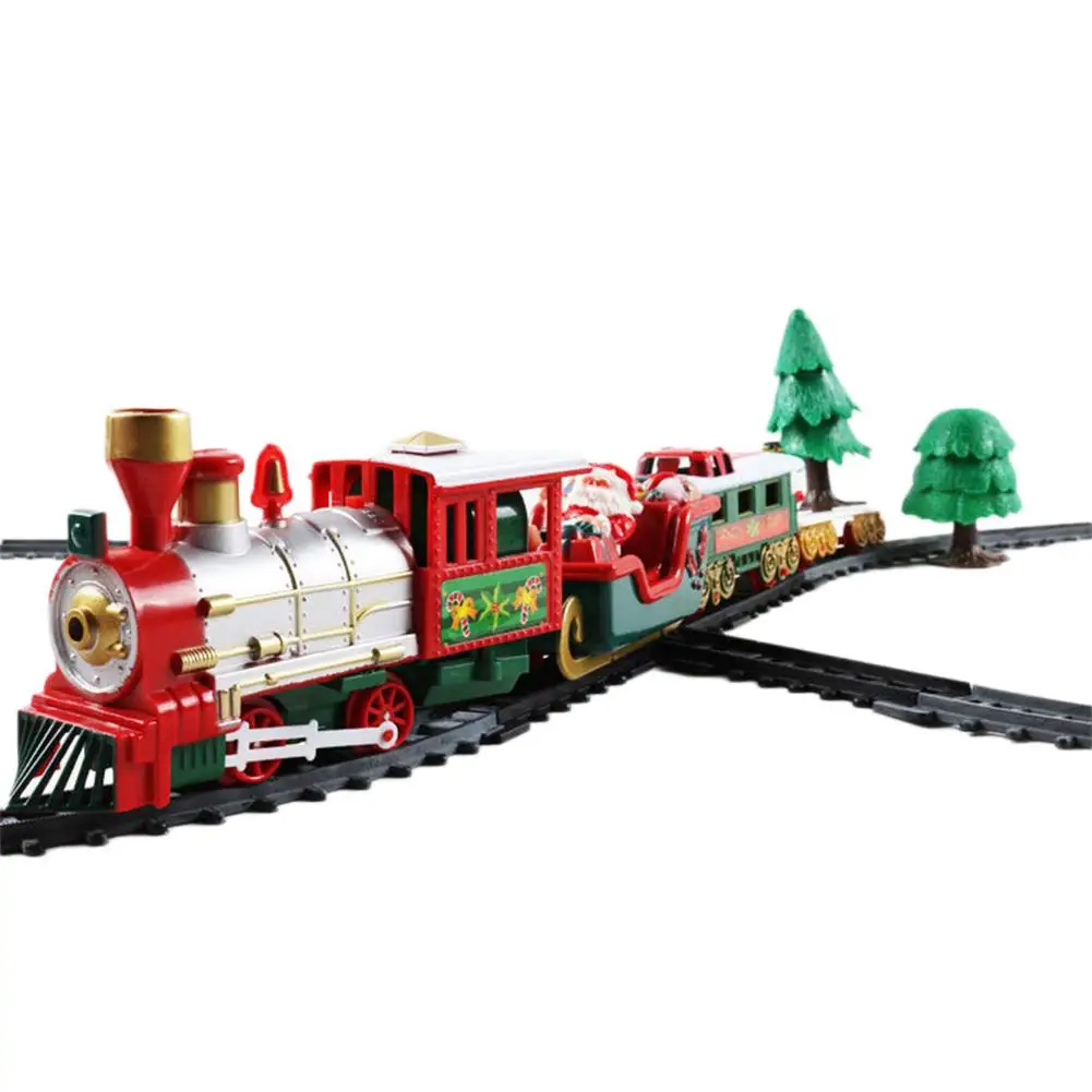 Рождественский электрический вагон поезд Игрушка Детский Электрический развивающий набор железнодорожных поездов гоночный Дорожный транспорт строительные игрушки
