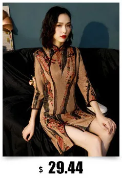 Sheng Coco зимнее ретро платье Cheongsam с длинным рукавом банкетное длинное платье Qipao женское платье на каждый день элегантное винтажное платье с новым принтом Qipao