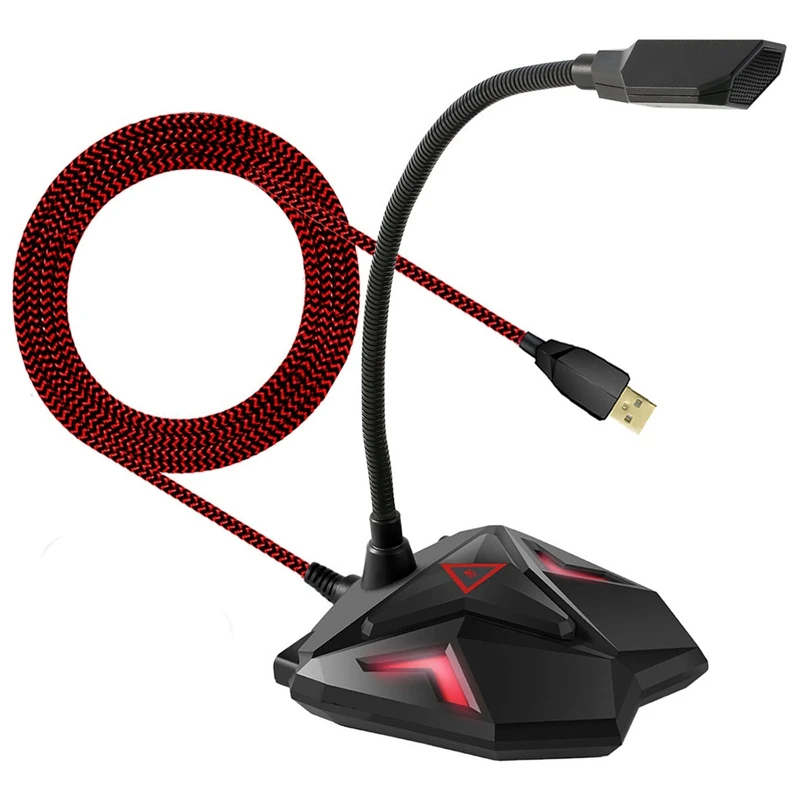 USB Computer Game Microphone Gooseneck Condenser Microphone Braided Line Microphone Can Be Connected to Headphones