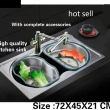 Tangwu Высокое качество 304 кухонная раковина из нержавеющей стали индивидуальный полукруг большой корыто интегрированный 72x45x21 cm