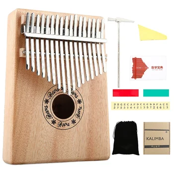 

ABGZ-17 Keys Kalimba Thumb Piano High-Quality Wood Body Musical Instrument with Learning Book Tune Hammer