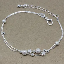 1PC Silver Star Bracelets Charm Chain Elegant Bracelet Pulseras For Women Bracelets& Bangles Fashion Jewelry Hot
