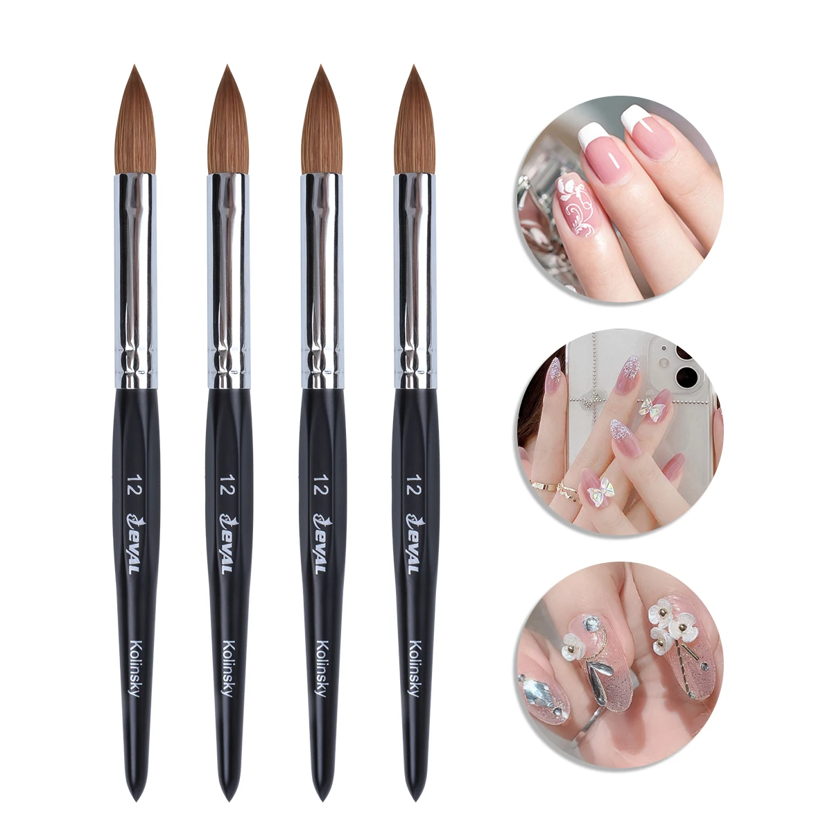 Eval Pure Kolinsky Hair Nail Brushes Acrylic Nail Painting Brush Professional UV GEL Nail Manicure Powder Pedicure Art Tools 2