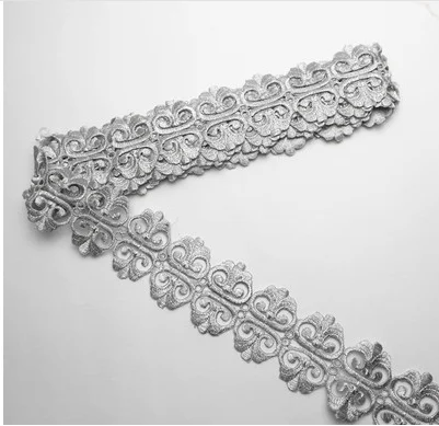 B silver(7cm) 4 ярда/7,5 см, железная длинная вышитая ткань, аксессуары для сценической одежды, кружевная отделка, Аксессуары для платья, материалы для рукоделия - Цвет: B silver(7cm)