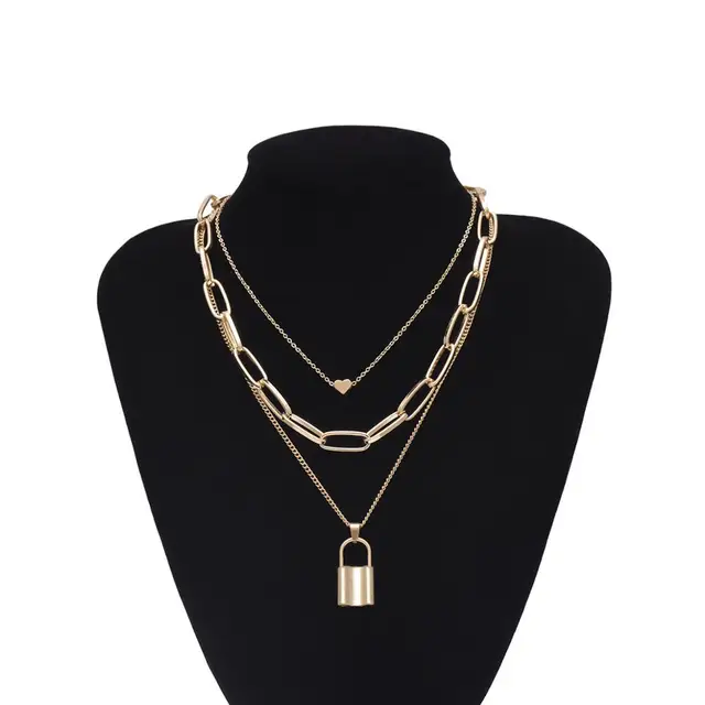 Lock and Key Necklace Jewelry for women