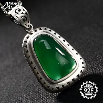 

NOT FAKE S925 Fine Antique shop store Pendants Emerald Pendant Luxury Taste Women Handmade Vintage Natural Chalcedony moldavite peridot