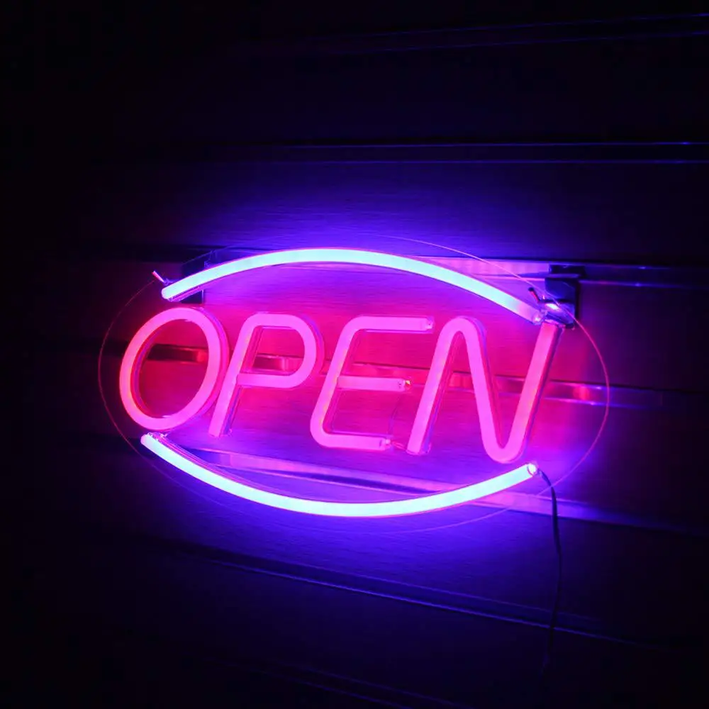 Open Neon Sign Light Wall Hanging Word Signs Store Business Bar Club Wall Decoration Commercial Lighting Colorful Neon Bulbs