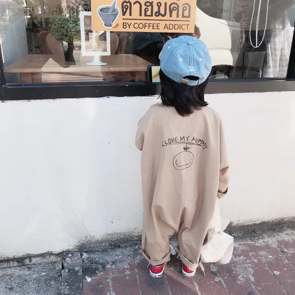 

Boys and Girls Cotton with Back Print Jumpsuit Baby Kids Long Sleeve Casual Infants Climbing Clothes Little Children Rompers