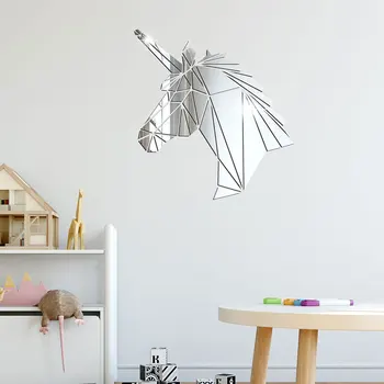 

3D Acrylic Mirror Wall Sticker Mural Unicorn Decal Living Room Decoration Home Decor Wall Stickers for Kids Rooms Bedroom Decor