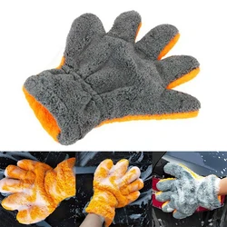1 Pc gants de lavage de voiture en molleton de corail serviettes de polissage en peluche microfibre nettoyage dépoussiérage Instrumentation séchage en peluche épais fort 