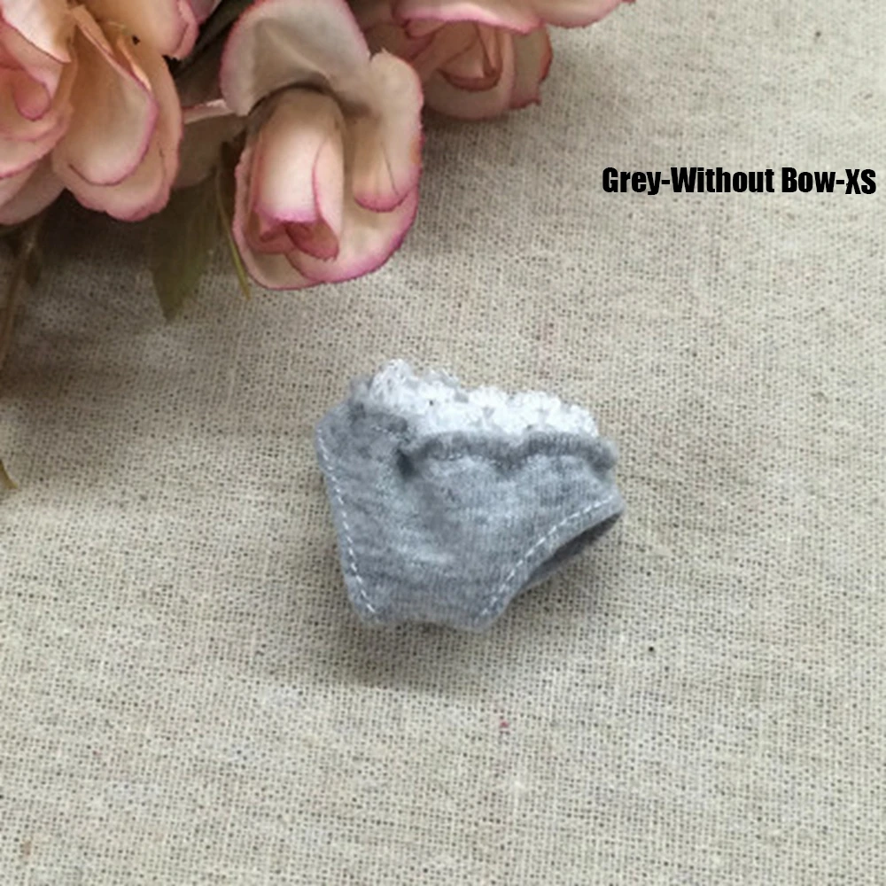 Grey Without Bow XS Милые хлопковые кружевные трусы-плавки для кукольной одежды, аксессуары для кукольного дома, украшения для детей, игрушки для куклы DIY, подарок для девочки - Цвет: Grey Without Bow XS