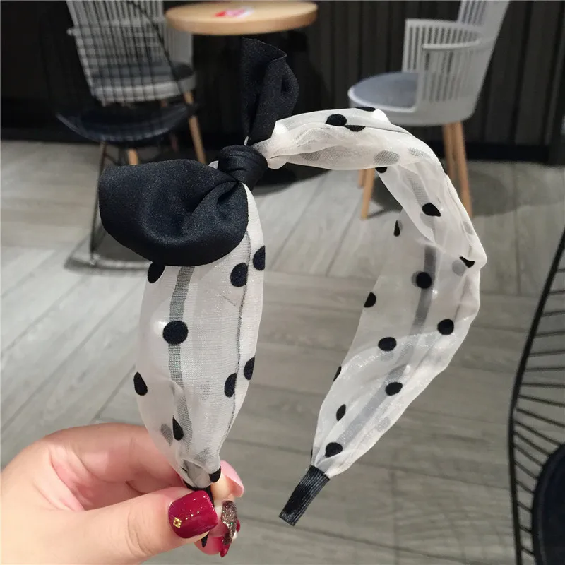 

Women Hair Accessories Black Dot Hairbands Bowknot Bezel Headband For Girls Retro Turban Makeup Hair Bands for Ladies Headwear