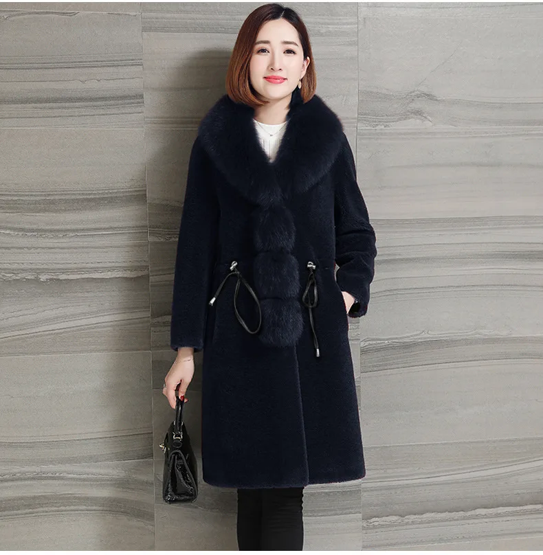 TUHAO Women's Winter Autumn Elegant Middle Age Faux Fur Jacket Female Faux Fur Collar Fur Coat Large Size 4XL 3XL Overcoat
