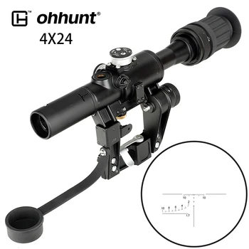 شراءOhhunt التكتيكية 4x24 الأصفر مضيئة PSO-1 نوع شبكاني نطاق ل Dragonov SVD قناص بندقية سلسلة AK RifleScope