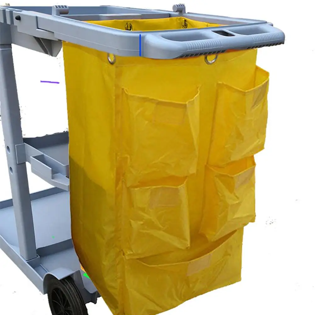

Large Capacity Folding Waste Garbage Bag Cleaning Trolley Hotel Waterproof Trash Collect Holder Container With Pockets