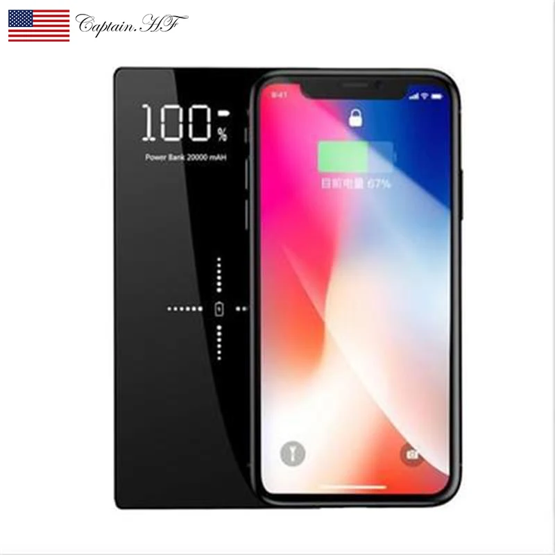 US Captain Portable QI Wireless Power Bank Charger 20000mAh