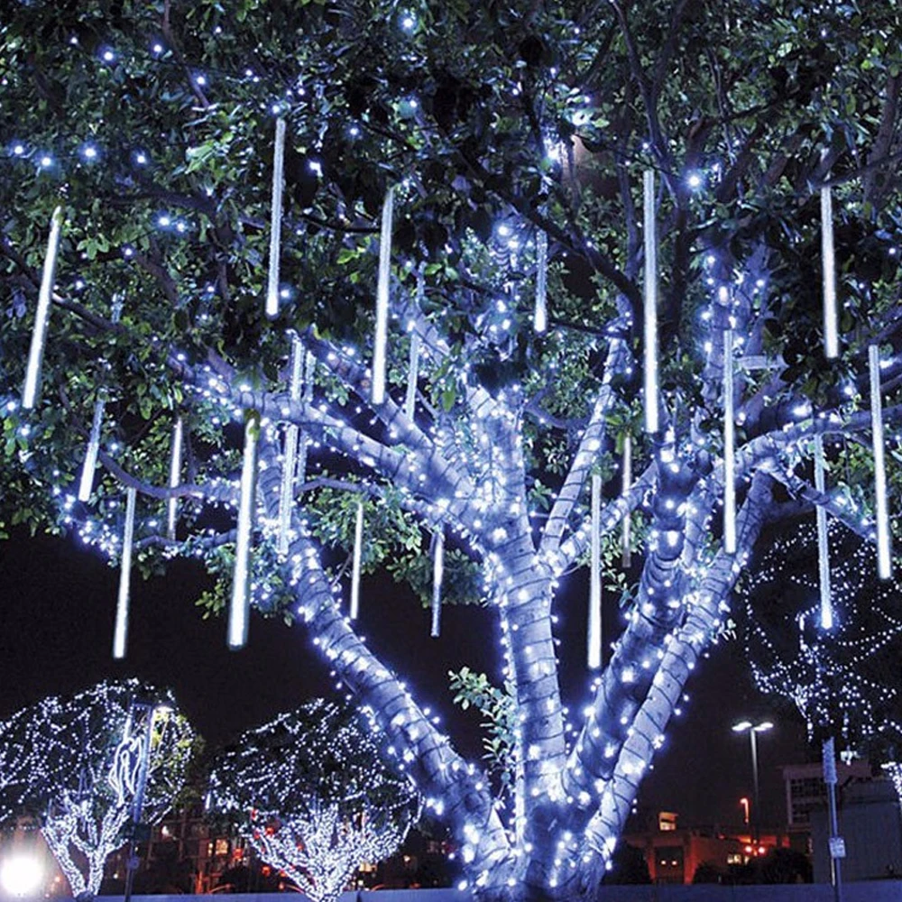 New Year 30-50cm Outdoor Meteor Shower Rain 8 Tubes LED String Lights Waterproof For Tree Christmas Wedding Party Decorat Lamp 7