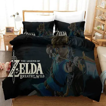 The Legend of Zelda 3D Switch Game Bedding Set Cartoon Kids Duvet Cover Set Pillowcase Queen King Double Bed Home