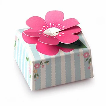 

Cake Box ,Gift paper box,Biscuits Boxes,Top with pink flower L7.3xW7.3xH3.7cm 50pcs/lot