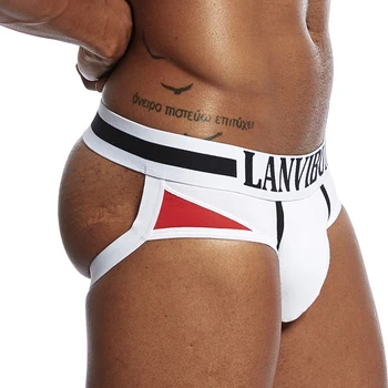 

LANVIBUM Men Underwear jockstrap sexy Cotton Patchwork jock straps mens thongs and g strings cuecas panties gay Underwear S06JS