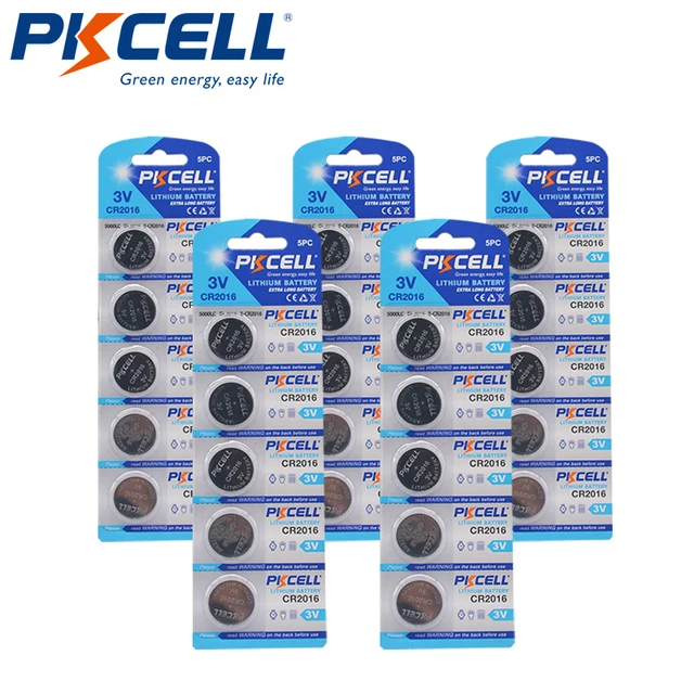 40pc/8card Pkcell Cr2016 3v Lithium Battery Cr 2016 Dl2016 Kcr2016 Lm2016  Br2016 Ee6277 Button Coin Cell Bateria Batteries - Button Cell Batteries -  AliExpress