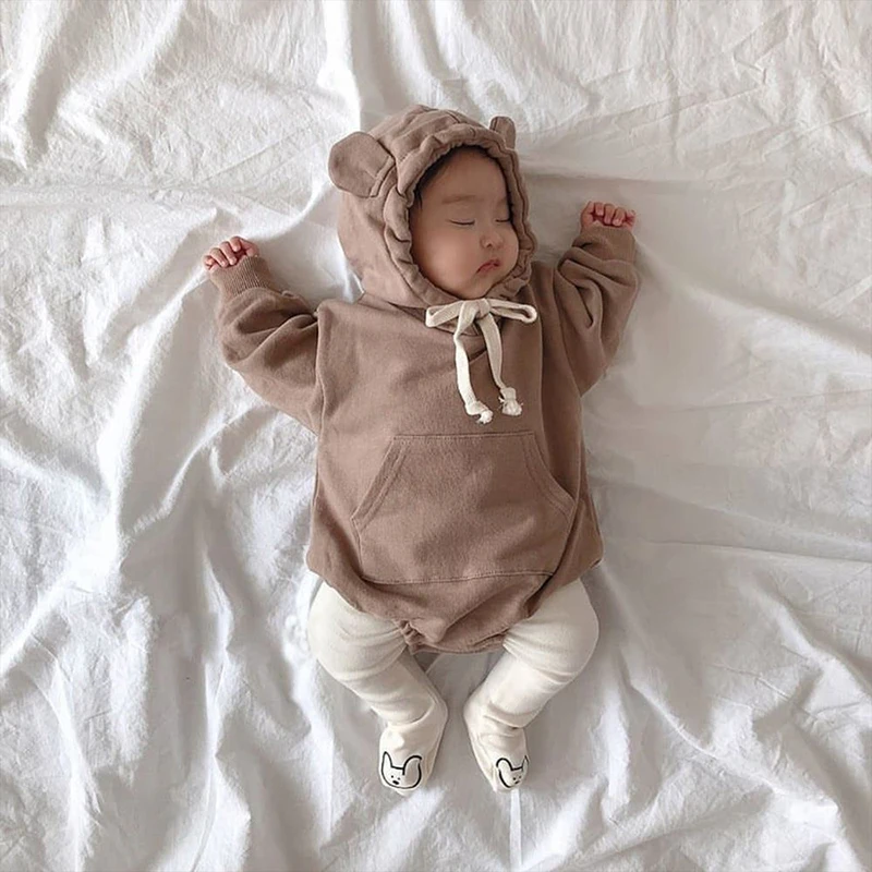 2022 Autumn Spring Rompers Baby Boys Girls Cute Long Sleeved With Cap Pure Cotton Infant Kids Fleece Thicken Jumpsuits Cotton baby suit