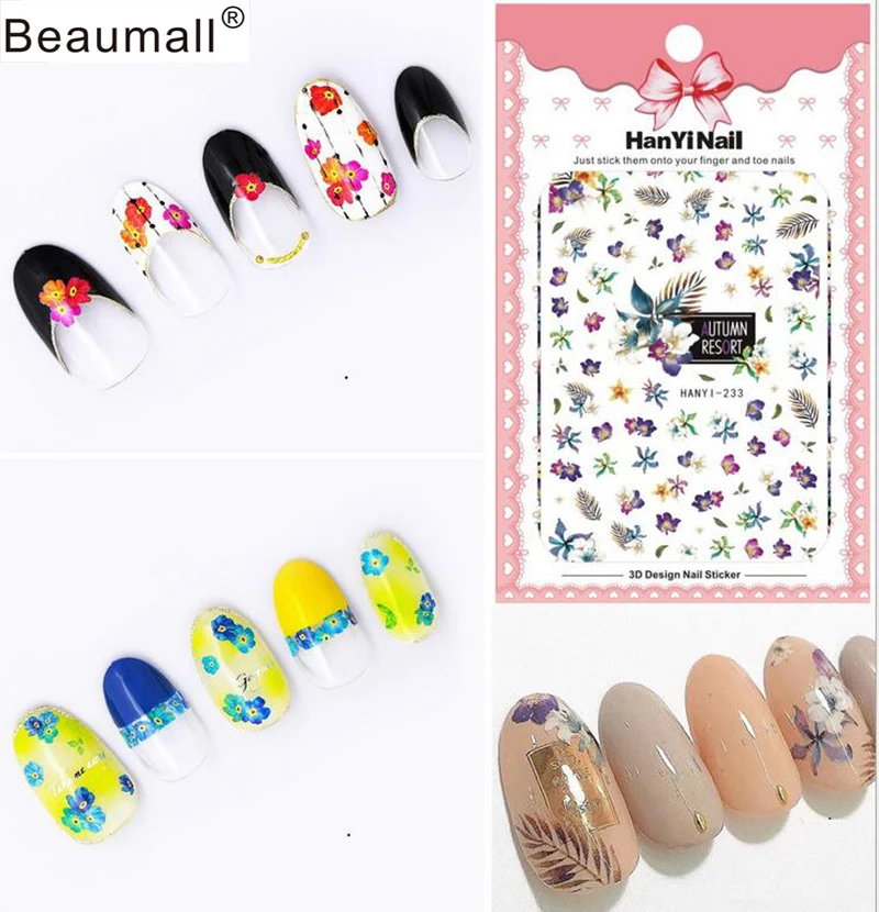 

Florals Patterns! Nails Art Manicure Back Glue Decal Decorations Design Nail Sticker For Nails Tips Beauty