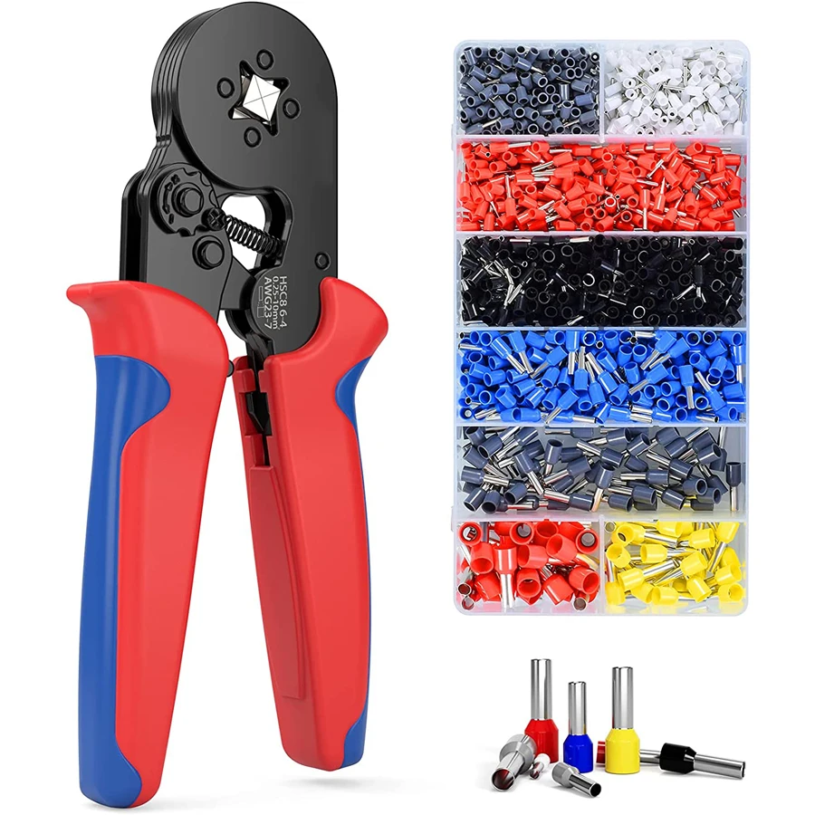 

Ferrule Crimping Tool Kit 0.25-10mm² Self-adjustable Ratchet Wire Crimping Plier Crimper Plier Set Tubular Terminals Clamp Tool