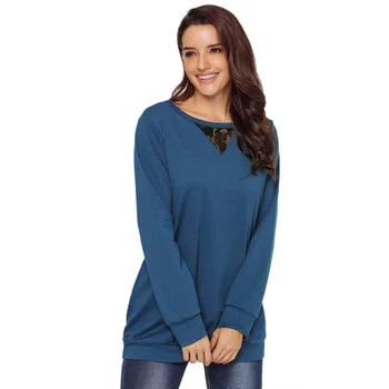

Loose Shirt Pullover O Neck Long Sleeve Casual Blouse Womens Solid Shirt Top