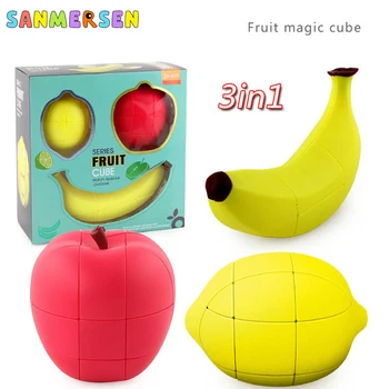 

3 IN 1 Fruit Magic Cube Puzzle Banana Apple Lemon Unequal Special Cute Shape Toys Cube Professional Educational Cube Magic Toys