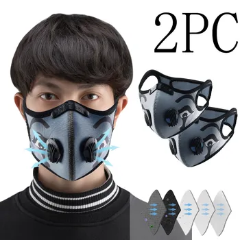 

2PC Adult Print Cycling Air Purifying Piston Masque Washable Reusable Elasticity Sand-proof Safety Protections Face Cover