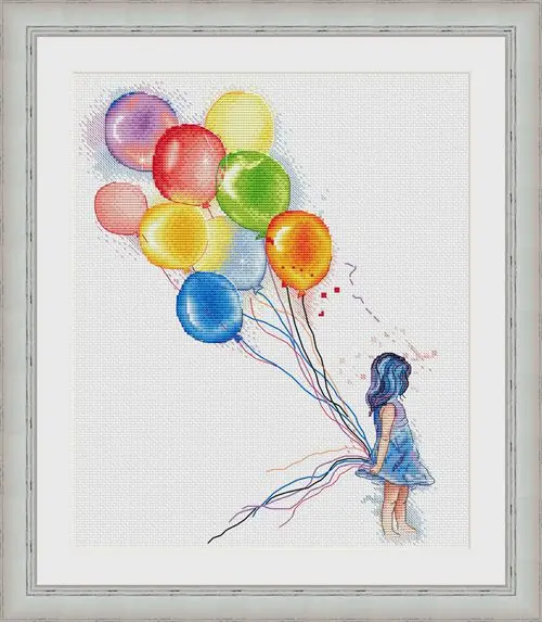 

FF mm Rabbit and fox with love cross stitch kit Animal cotton thread Love lock canvas stitching embroidery Balloon girl