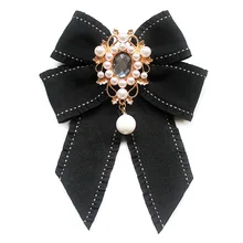 Модная новинка, форма для девочки, держащей букет невесты, стразы брошь для галстука-бабочки, черно-белая рубашка в полоску, лента, галстук-бабочка для женщин, аксессуары