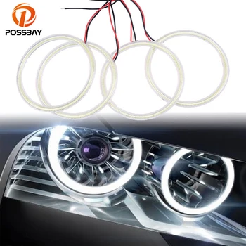 

POSSBAY 4Pcs 105mm Auto Car COB Angel Eyes Headlight Halo Ring Lamp With Lampshades Kit for BMW 3 Series E46 2D Car Styling